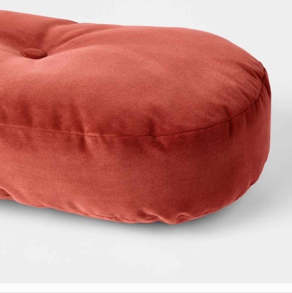 Threshold Studio Mcgee Velvet Oval Shaped Pillow With Tufted Center Red - Picture 3 of 9